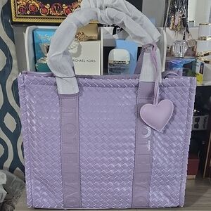 Elegant Lavender Tote Bag with Heart Charm , With Wallet And Crossbody Strap